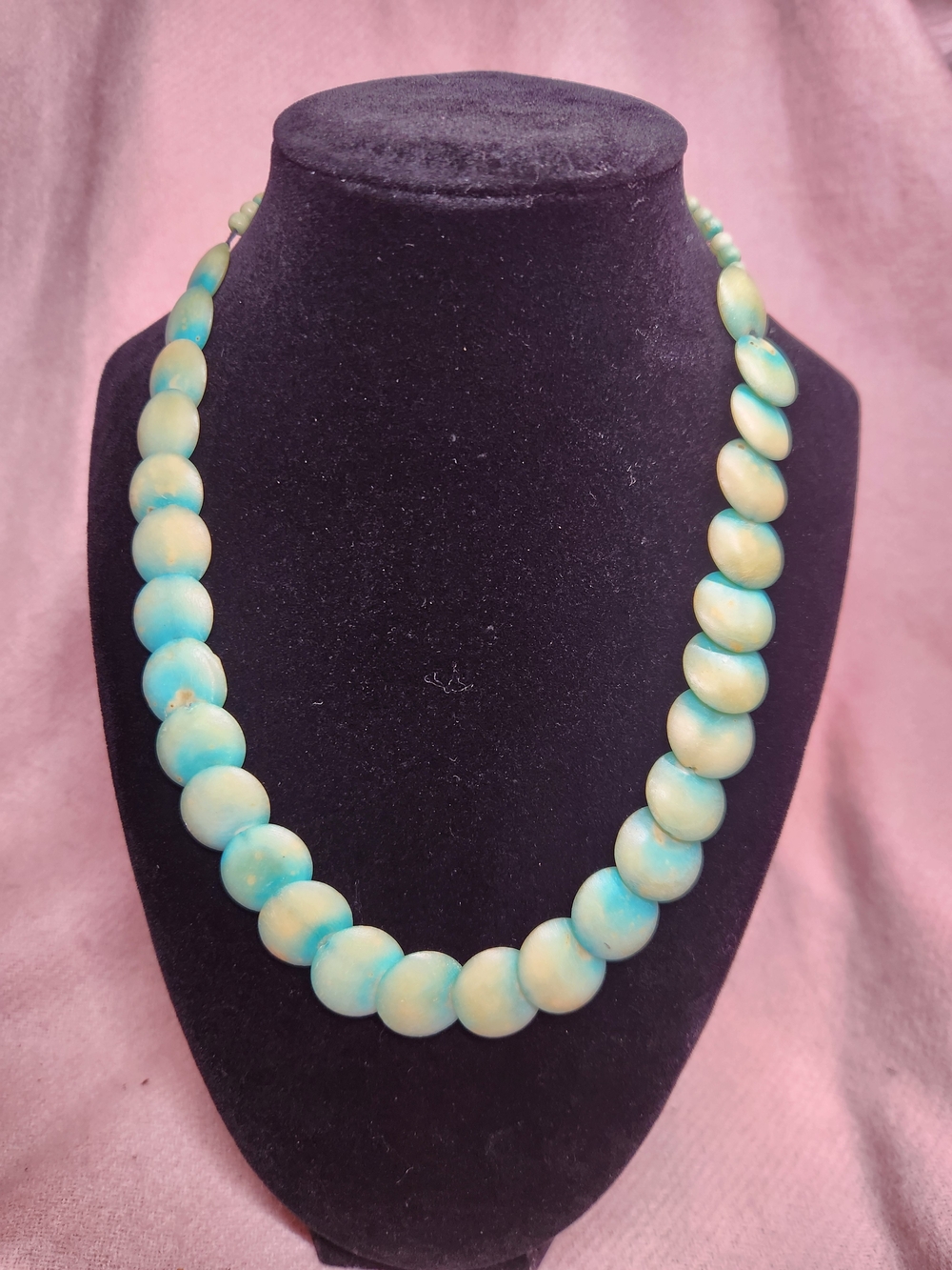 Handcrafted Turquoise-Beige Beaded Necklace